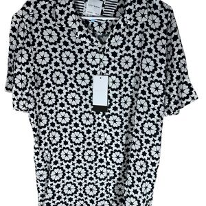 Ricky & Micky Black and White Floral Button Up Shirt Men’s Size L